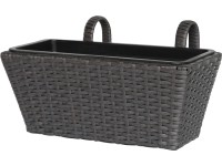 Pflanzkasten mit Halter Polyrattan Anthrazit-Schwarz (HxBxT) 22 x 28 x 40 cm