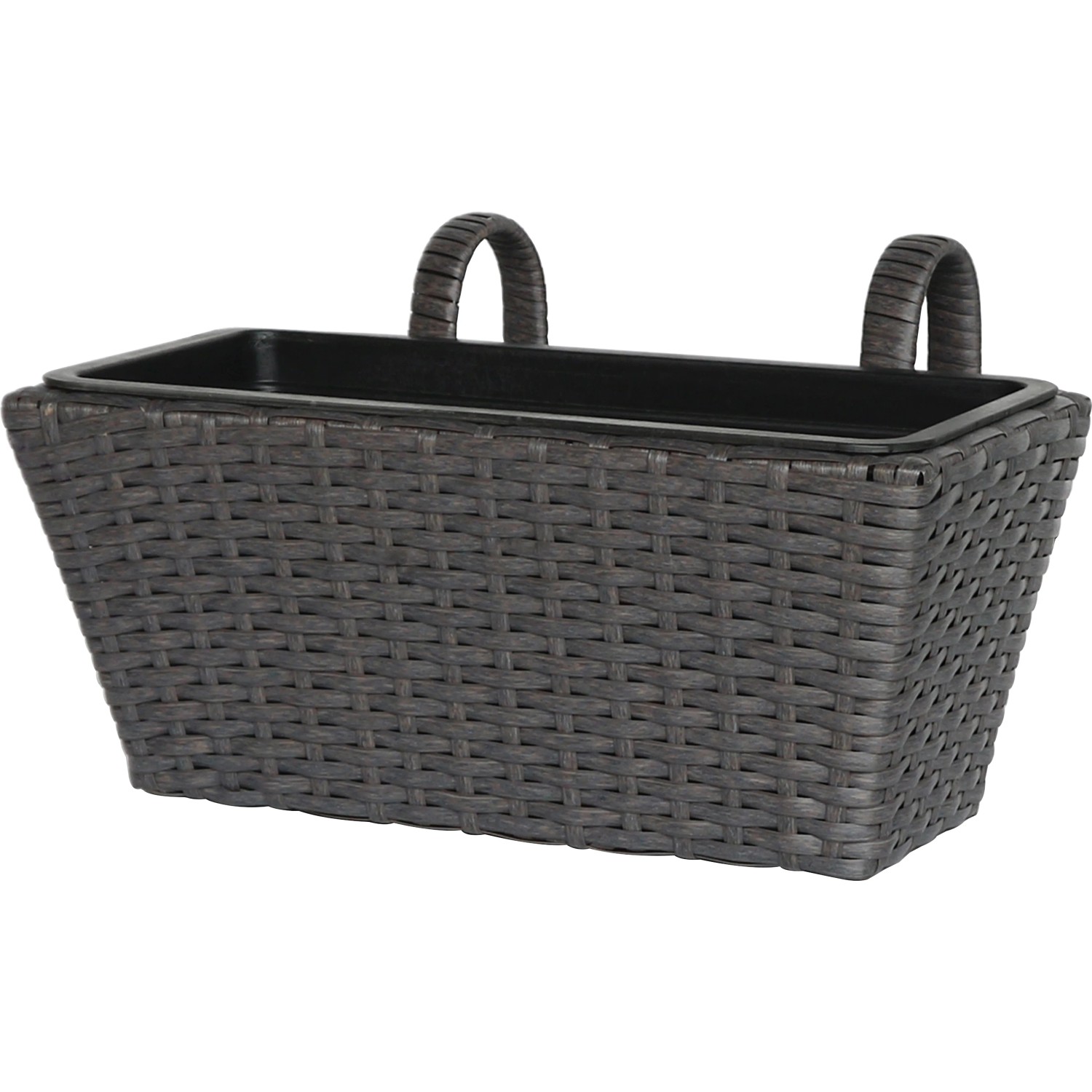 Fioriera con supporto polyrattan Antracite Nero (HxLxP) 22 x 28 x 40 cm Fioriera con supporto polyrattan Antracite Nero (HxLxP) 22 x 28 x 40 cm