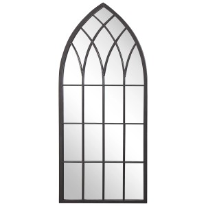 Specchio da parete nero Cassel con design a finestra, 50x115 cm, per un ambiente più luminoso.