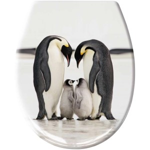 Abattant WC Kleine Wolke avec motif famille pingouin, duroplast, facile à nettoyer.