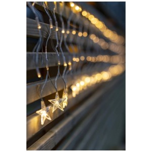 Rete luminosa a LED Star Trading con stelle bianco caldo per interni ed esterni.