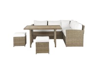 Beliani Lounge-Gruppe Bardi Polyrattan Braun Auflagen Weiss 4-tlg.