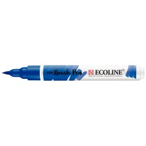 Ecoline Brushpen Ultramarin dunkel, Stift mit flexibler Pinselspitze für Handlettering und Aquarell.