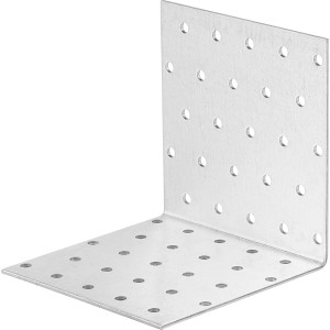 Équerre d'angle galvanisée 80x80x80 mm avec trous pour constructions en bois.