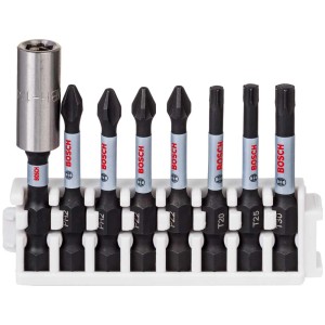 Set di inserti Bosch Impact Control, 8 pezzi: inserti PH/PZ/T20-T30 nel supporto.