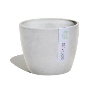 Pot de fleurs Ecopots Stockholm, gris-blanc, Ø 16cm, écologique et étanche.
