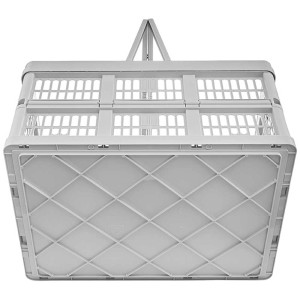 Box per la spesa pieghevole grigia Emma di Keeeper, 18,5 l, vista dal basso.