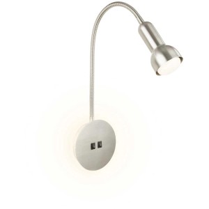 Applique murale LED Briloner en nickel mat avec bras flexible et lumière blanc chaud.