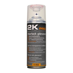 2K Pro Klarlack Spray, 400ml, transparent glänzend für Innen & Außen