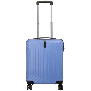 Valise cabine bleu clair en ABS, valise de voyage avec poignée télescopique et serrure à combinaison.