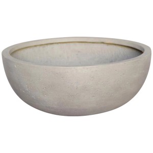 Cache-pot gris Poroso, Ø 28,5 cm, en fibre d'argile aspect béton pour l'extérieur.