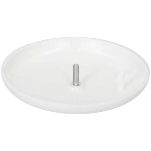 Rosace de plafond blanche avec pontet et vis pour installation de lampe, 95x13mm.