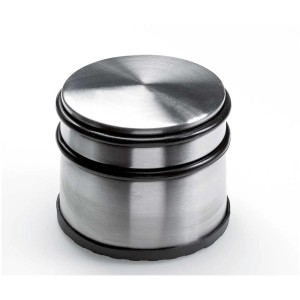 Fermaporta Hettich in acciaio effetto acciaio inox con anelli in gomma per proteggere porte e pareti.