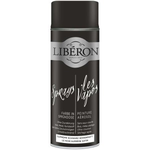 Vernice spray Libéron nero opaco, bomboletta da 400ml per effetti.
