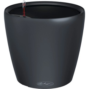 Pot de fleurs Lechuza Classico Color LS 43 gris ardoise avec système d'arrosage, Ø 43 cm.