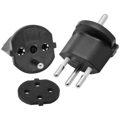 Fixadapter Typ12 / Schuko mit Dichtung Schwarz 3-polig