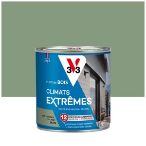 Pittura per legno V33 Climats Extrême, Verde Provenza, finitura satinata, latta da 0,5 l per esterni.