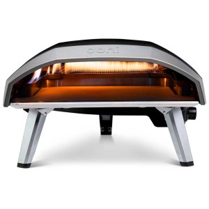 Forno per pizza a gas Ooni Koda 16 con pietra refrattaria e gambe argentate.