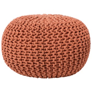 Pouf cuivré Conrad, Ø 40 cm, en grosse maille.