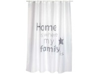 MSV Duschvorhang Home Polyester Weiss-Grau 180 x 200 cm