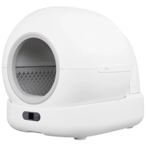 Weisse Hombli Smart-Katzentoilette, automatische Reinigung. Modernes Design mit runder Öffnung und Display.