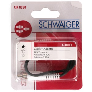 Cavo adattatore audio a Y Cinch Schwaiger, nero, 20 cm, per la distribuzione del segnale audio.