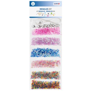 Set Glorex Rocailles: 6 colori, incl. cordino e chiusure, ideale per creare gioielli.