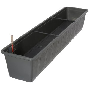 Jardinière anthracite Aqua Green Plus avec système d'arrosage et indicateur de niveau d'eau.