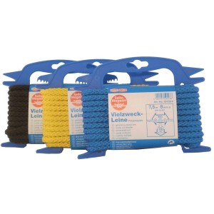 Corde tressée colorée, Ø 8mm, longueur 7,5m, couleurs variées, corde multi-usage.