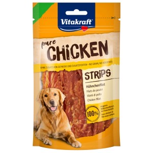 Vitakraft Pure Chicken Strips, 80g: Snack per cani con filetto di pollo, senza additivi.