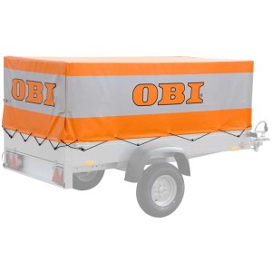 Set telone alto Stema arancione con logo OBI per rimorchio AN 750. Accessorio per rimorchi auto.
