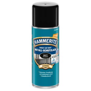 Hammerite Peinture Métaux Protection, Noir mat, 400ml. Protection antirouille, primaire et peinture en un.