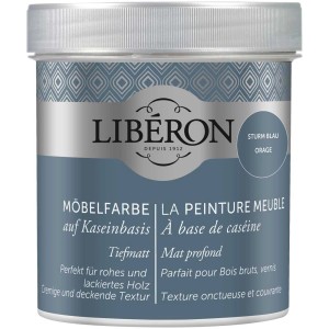 Barattolo di vernice per mobili a base di caseina Libéron, Blu Tempesta. Pittura effetto per mobili.