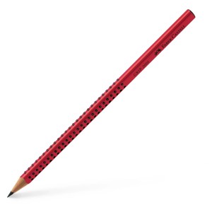 Matita rossa Faber-Castell Grip 2001, gradazione B, con puntini antiscivolo.