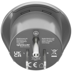 Q2 Power Welt-Adapter USA, Zwischenstecker für US-Stecker Standard Typ B.