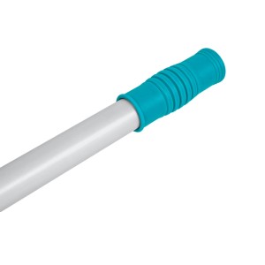 Asta telescopica Bestway Pool: tubo in alluminio bianco con impugnatura turchese scanalata.
