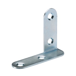Staffa angolare sinistra in acciaio zincato, 45x60x15 mm, per connessioni robuste.