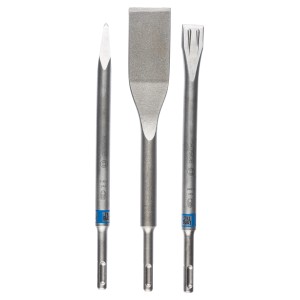 Set scalpelli Bosch SDS plus Long Life, 3 pezzi: scalpello a punta, piatto e per piastrelle per lavori versatili.