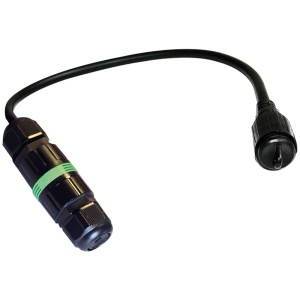 Adattatore nero IP67 per sistemi di illuminazione esterna, per l'integrazione di dispositivi esterni.