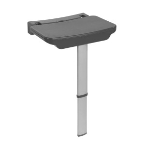 Wenko Secura Premium siège de douche rabattable, assise en plastique anthracite avec pied réglable en aluminium.