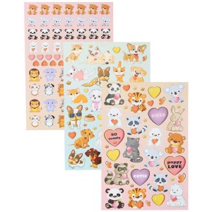 Stickerbook Pets 6 feuilles : Autocollants animaux colorés pour le bricolage et la décoration.