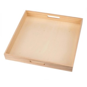 Glorex Tablett aus Kiefernholz, 40x40 cm, mit Griffen, ideal zum Basteln und Dekorieren.