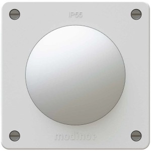 Pulsante bianco Exo A/R IP55 per montaggio superficiale, resistente a polvere e acqua.