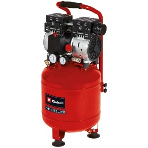 Compresseur Einhell TE-AC 24 Silent, sans huile, cuve 24 litres, rouge. Compresseur silencieux pour atelier et garage.