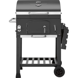 Barbecue au charbon de bois Jamestown Jaxon avec grille modulaire et porte à charbon frontale, chariot.