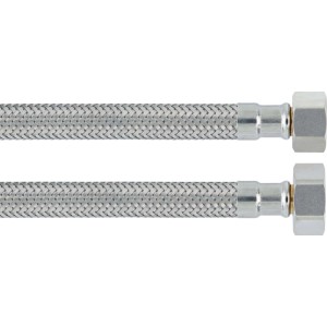 Tuyau de raccordement flexible coudé, acier inoxydable, longueur 500 mm pour installation d'eau potable.