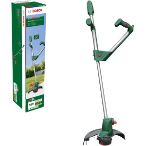 Tagliabordi a batteria Bosch UniversalGrassCut 18V-26 con batteria e confezione.