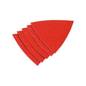 Feuilles abrasives LUX pour ponceuse triangulaire, 96 mm, grain 80, lot de 5, rouge.