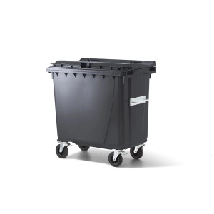Grand conteneur Ochsner anthracite 770 l avec couvercle et roulettes.