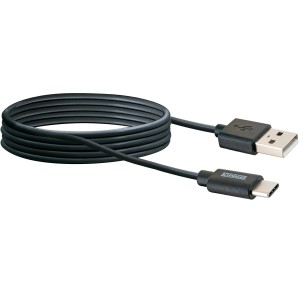 Cavo Schwaiger da USB-C a USB-A, 2m, nero, per caricare e sincronizzare dispositivi.